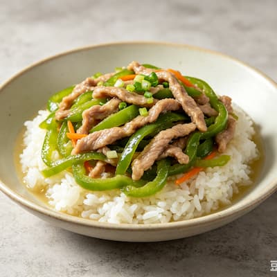 青椒肉丝盖饭