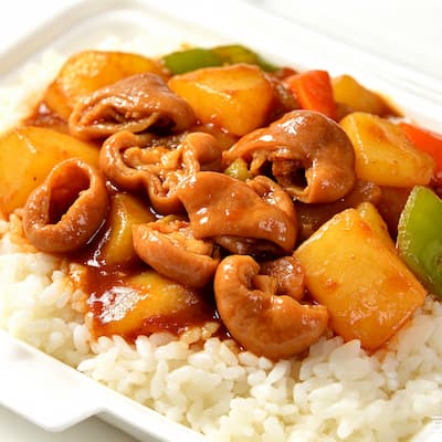 土豆烧肥肠盖饭