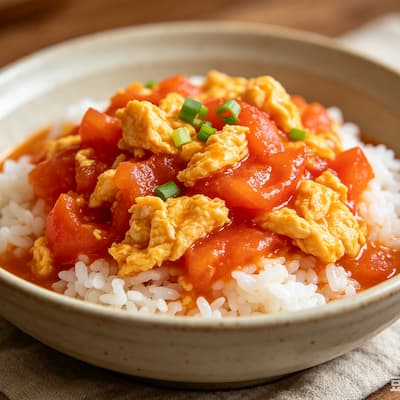 西红杮炒鸡蛋盖饭