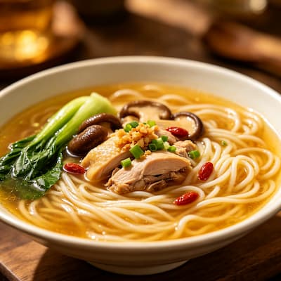 老母鸡菌汤米粉