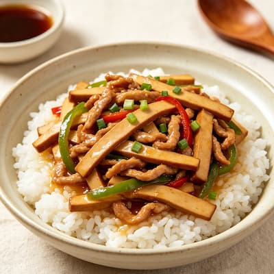 香干肉丝盖饭